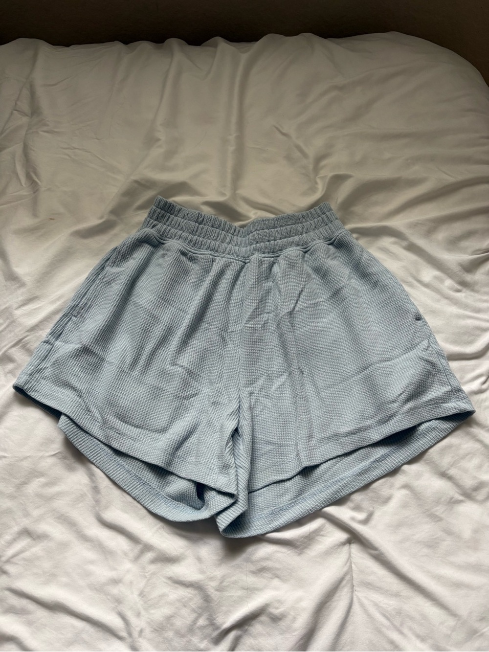 Light Blue Women's Waffle Knit Lounge Shorts
